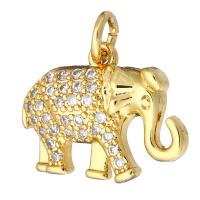 Cubic Zirconia Micro Pave Brass Pendant, Elephant, gold color plated, micro pave cubic zirconia Approx 2mm 