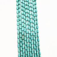 Synthetische Türkis Perlen, Tropfen, DIY, blau, 7x14mm, Länge:39 cm, verkauft von Strang