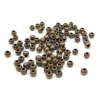 Zinc Alloy Jewelry Beads, Round, plated, DIY, antique gold color, 2mm 