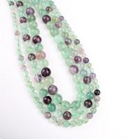 Fluorit Perlen, grüner Fluorit, rund, poliert, DIY, gemischte Farben, Länge:39 cm, verkauft von Strang