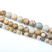 Landschafts-Jaspis Perlen, Bild Jaspis, rund, poliert, DIY, gemischte Farben, Länge:39 cm, verkauft von Strang