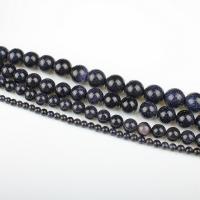 Perles en verre aventuriné bleu, Grès bleu, Rond, poli, DIY, bleu cm, Vendu par brin