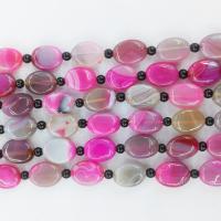Natürliche Streifen Achat Perlen, flachoval, poliert, DIY, Rosa, 6x12x16mm, Länge:39 cm, verkauft von Strang