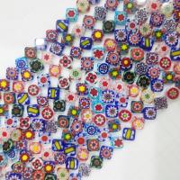 Millefiori Scheibe Lampwork Perlen, Millefiori Lampwork, Quadrat, poliert, DIY, gemischte Farben, Länge:39 cm, verkauft von Strang
