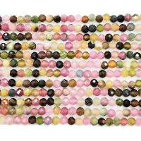 Natürlicher Turmalin Perlen, rund, poliert, DIY & facettierte, gemischte Farben, Länge:39 cm, verkauft von Strang