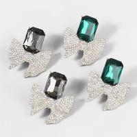 Zinc Alloy Rhinestone Stud Earring, fashion jewelry & for woman & with glass rhinestone & with rhinestone 