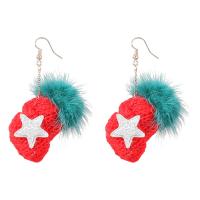 Boucles d'oreilles de Noël, alliage de zinc, avec Fil de coton, Conception de Noël & bijoux de mode & pour femme, rouge Vendu par paire