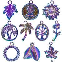 Zinc Alloy Leaf Pendants, colorful plated, fashion jewelry, multi-colored, 10-23mm 