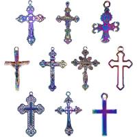 Colgantes de Aleación de Zinc en Forma Cruces, chapado en colorido, Joyería, multicolor, 14-55, 10PCs/Bolsa, Vendido por Bolsa