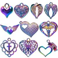 Pendentifs coeur en alliage de zinc, Placage coloré, bijoux de mode, multicolore, 10-50mm Vendu par sac