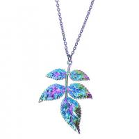 Zinc Alloy Leaf Pendants, colorful plated, fashion jewelry, multi-colored cm 