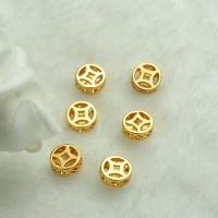 Brass Spacer Beads, Ancient Chinese Coin, 18K gold plated, DIY & hollow 