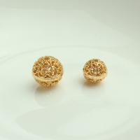 Brass Spacer Beads, Round, 14K gold plated, DIY & hollow 