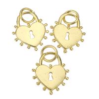 Brass Heart Pendants, gold color plated Approx 4mm 