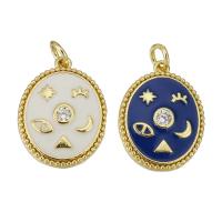 Enamel Brass Pendants, gold color plated, with rhinestone Approx 2mm 