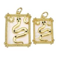 Brass Jewelry Pendants, with Shell, gold color plated Approx 3mm 
