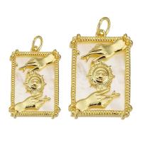 Brass Jewelry Pendants, with Shell, gold color plated 