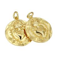 Brass Jewelry Pendants, Flat Round, gold color plated Approx 2mm 