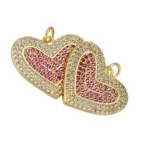 Cubic Zirconia Micro Pave Brass Pendant, Heart, gold color plated, micro pave cubic zirconia Approx 2mm 