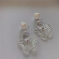 Acrylic Drop Earring, with Plastic Pearl, Butterfly, for woman, 50mm 