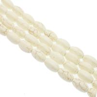 Synthetische Türkis Perlen, Rohr, poliert, DIY, weiß, 8x14mm, Länge:39 cm, 28PCs/Strang, verkauft von Strang