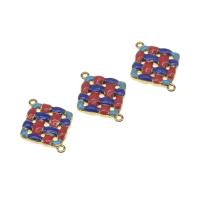 Enamel Brass Connector,  Square, mixed colors, 20mm 