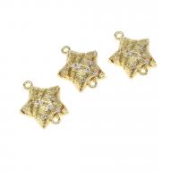 Cubic Zirconia Micro Pave Brass Connector, Star, micro pave cubic zirconia, golden, 18mm 