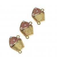 Cubic Zirconia Micro Pave Brass Connector, with Plastic Pearl, Cake, micro pave cubic zirconia, mixed colors, 15mm 