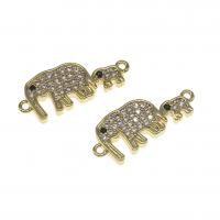 Cubic Zirconia Micro Pave Brass Connector, Elephant, micro pave cubic zirconia, golden, 8mm 