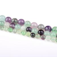 Fluorit Perlen, grüner Fluorit, rund, poliert, DIY, gemischte Farben, Länge:39 cm, verkauft von Strang