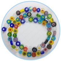 Millefiori Scheibe Lampwork Perlen, Millefiori Lampwork, rund, poliert, DIY, gemischte Farben, Länge:39 cm, verkauft von Strang