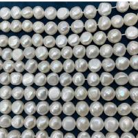 Бусины из искусственного пресноводного жемчуга в форме пуговиц, Пресноводные жемчуги, DIY, белый, 9-10mm, длина:38 см, продается Strand