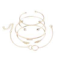 Zinc bracelets en strass en alliage , alliage de zinc, avec 1.97 chaînes de rallonge, Placage, 5 pièces & bijoux de mode & pour femme & avec strass, plus de couleurs à choisir .1 pouce, Vendu par fixé