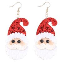 Christmas Earrings, Zinc Alloy, with Velveteen, Santa Claus, Christmas Design & fashion jewelry & for woman, red 