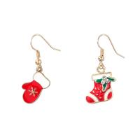Christmas Earrings, Zinc Alloy, Christmas Design & fashion jewelry & for woman & enamel & with rhinestone, red 