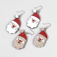 Christmas Earrings, Zinc Alloy, with Velveteen, Santa Claus, Christmas Design & fashion jewelry & for woman 