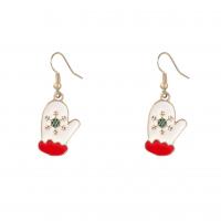 Christmas Earrings, Zinc Alloy, Christmas Glove, Christmas Design & fashion jewelry & for woman & enamel, white 