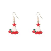 Christmas Earrings, Zinc Alloy, Christmas Hat, Christmas Design & fashion jewelry & for woman & enamel, red 