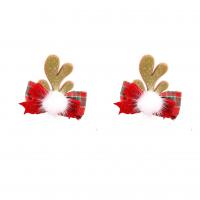 Christmas Hair Clip, Zinc Alloy, with Plush & Velveteen, 2 pieces & Christmas Design & fashion jewelry & for woman, red 