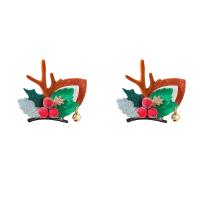 Weihnachts-Haar-Clip, Zinklegierung, mit Baumwollsamt & Harz, 2 Stück & Weihnachts-Design & Modeschmuck & für Frau, 72x85mm, verkauft von Paar