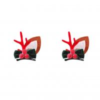 Christmas Hair Clip, Zinc Alloy, with Velveteen & Resin, 2 pieces & Christmas Design & fashion jewelry & for woman 