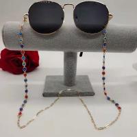 Messing Brillenkette, plattiert, Modeschmuck & böser Blick- Muster & für Frau & Emaille, goldfarben, Länge:27.56 ZollInch, verkauft von PC