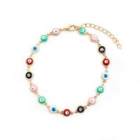 Zinc Alloy Anklet, with 1.97 extender chain, plated, fashion jewelry & evil eye pattern & for woman & enamel, multi-colored .27 Inch 