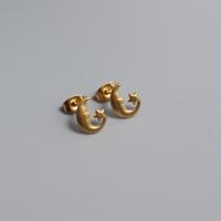 Titanium Steel Stud Earring, Moon and Star, gold color plated, fashion jewelry & for woman, 1.2mm 