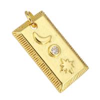 Rhinestone Brass Pendants, Rectangle, gold color plated, with rhinestone Approx 1mm 