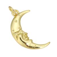 Brass Jewelry Pendants, Moon, gold color plated Approx 2mm 