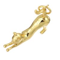 Латунные Подвески в форме животного, Латунь, Кошка, плакирован золотом отверстие:Приблизительно 4mm, продается PC
