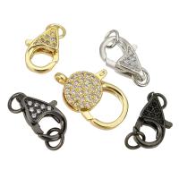 Brass Lobster Claw Clasp, plated & micro pave cubic zirconia 9*14*5mm,14*19*5mm 