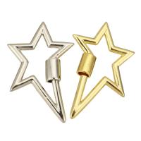 Brass Screw Carabiner Lock Charms, Star, plated 