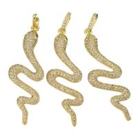 Cubic Zirconia Micro Pave Brass Pendant, Snake, gold color plated, micro pave cubic zirconia Approx 4mm 